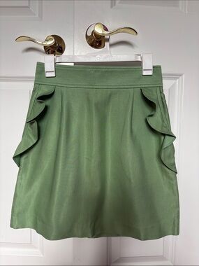 Ruffled Green A-Line Skirt
